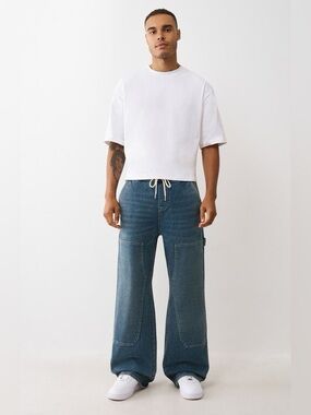 NEW True Religion Vinny Drawstring Ultra Baggy Carpenter Jeans Men’s Size 36
